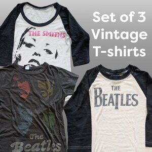 Vintage Band T-Shirt Bundle – The Smiths + The Beatles (Set of 3)